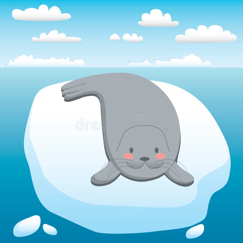 Cute seal happy resting on floating iceberg. Cute seal happy resting on floating iceberg