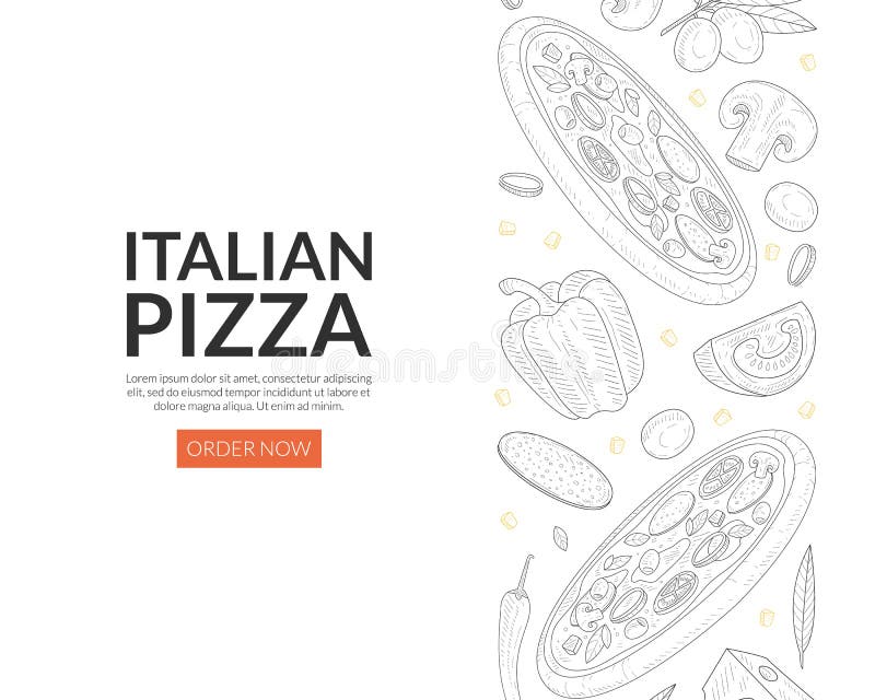 Italian Pizza Landing Page Template, Traditional Fresh Tasty Food Express Delivery Service Vector Illustration, Web Design. Italian Pizza Landing Page Template, Traditional Fresh Tasty Food Express Delivery Service Vector Illustration, Web Design.