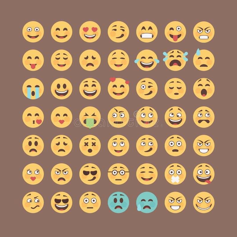 意思号汇集 平的emoji集合 逗人喜爱的面带笑容象组装 传染媒介illucttration 向量例证 意思号汇集 平的emoji集合 逗人喜爱的面带笑容象组装 传染媒介illucttration 向量例证