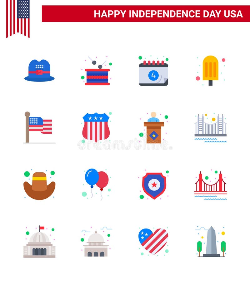 感恩节美国冰淇淋的股票矢量图图标包美国日16线标记和符号 向量例证
