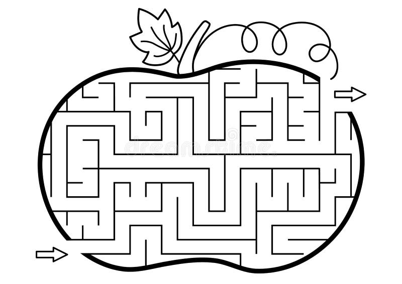 感恩黑白迷宫. 秋季或万圣节假日系列可印刷的活动. 坠落几何轮廓 库存例证