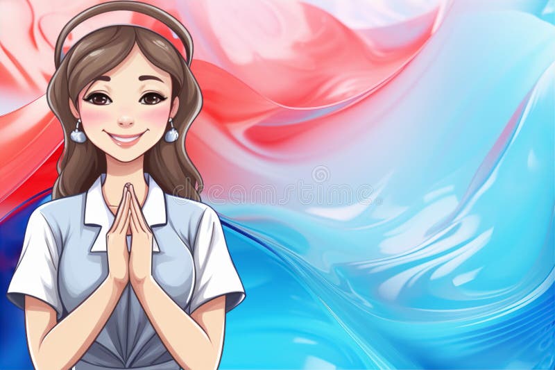 感谢您的横幅，是指有女性外形的，以及通过创成式ai展示的文字空间 向量例证