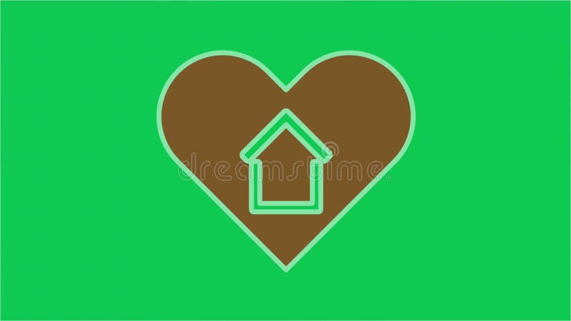 慈善动画展示绿色背景中“红房”心脏跳动 皇族释放例证