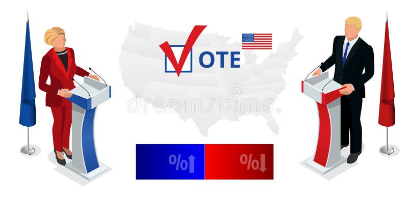 我们竞选2016 infographic民主党共和党大会大厅 党总统辩论背书 向量例证 我们竞选2016 infographic民主党共和党大会大厅 党总统辩论背书 向量例证