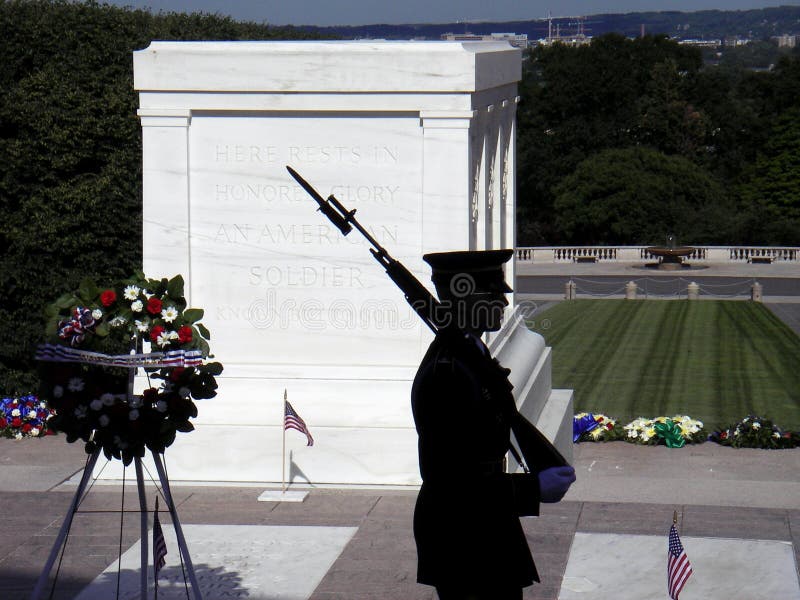 Photo of the Tomb of the Unknown Soldier at Arlington National Cemetery in Virginia. This cemetery is near Washington D.C. Photo of the Tomb of the Unknown Soldier at Arlington National Cemetery in Virginia. This cemetery is near Washington D.C.