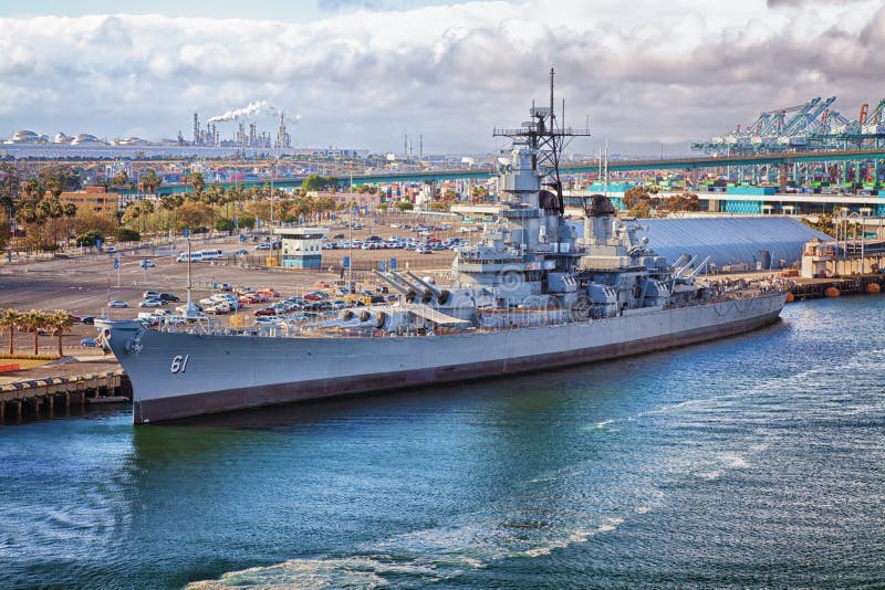 A view of the Battleship USS Iowa in the port of Los Angeles. A view of the Battleship USS Iowa in the port of Los Angeles.