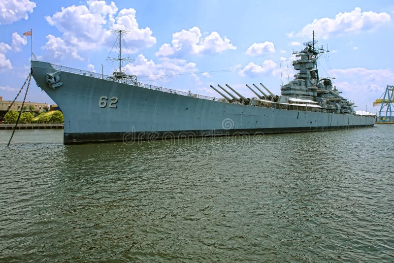 US Navy battleship USS New Jersey historic floating museum in the port of Camden on the Delaware river. US Navy battleship USS New Jersey historic floating museum in the port of Camden on the Delaware river