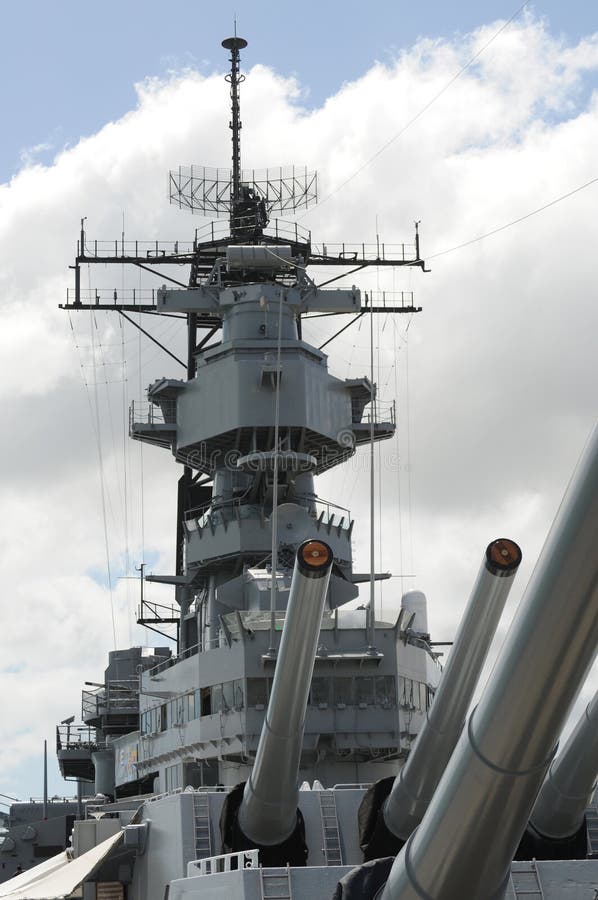 Guns of the USS Missouri Battleship in Pearl Harbor Oahu Hawaii USA. Guns of the USS Missouri Battleship in Pearl Harbor Oahu Hawaii USA