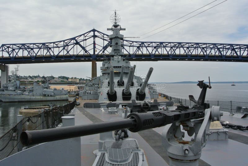 Battleship Massachusetts ~ displays its fire power up and close for visitors to Battleship Cove, Fall River, MA. Battleship Massachusetts ~ displays its fire power up and close for visitors to Battleship Cove, Fall River, MA.