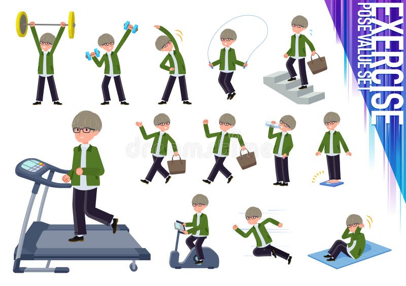 扁平式绿色教练夹克man_exercise 向量例证