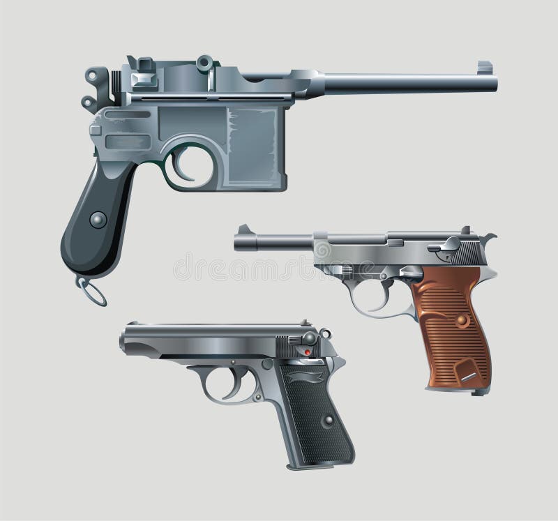 Background with Mauserâ€™s pistol and two Waltherâ€™s pistols. Background with Mauserâ€™s pistol and two Waltherâ€™s pistols.