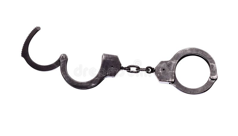 Old used Handcuffs isolated on white background. Old used Handcuffs isolated on white background