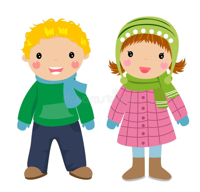 Children, winter clothes stock vector. Illustration of little 157079657