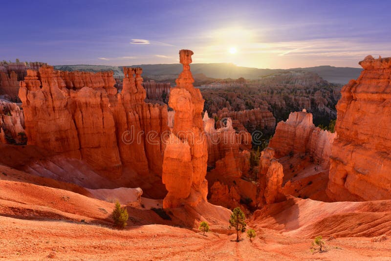 A famous hoodoo called `Thor`s Hammer` on a pleasant sunrise in Bryce Canyon National Park in Utah, USA. A famous hoodoo called `Thor`s Hammer` on a pleasant sunrise in Bryce Canyon National Park in Utah, USA