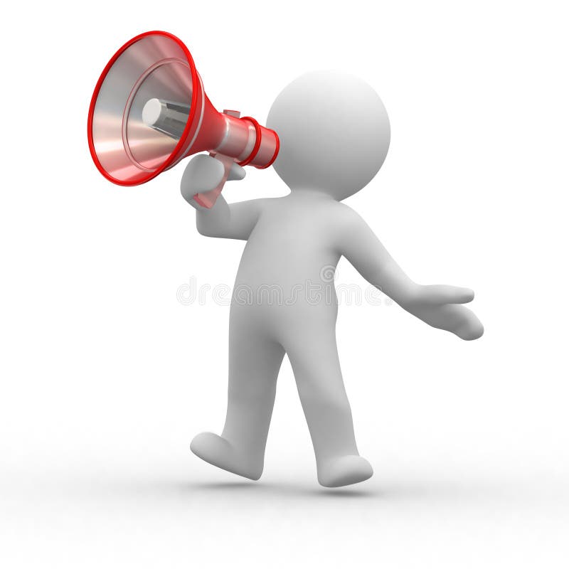 3d human shout with a red megaphone. 3d human shout with a red megaphone