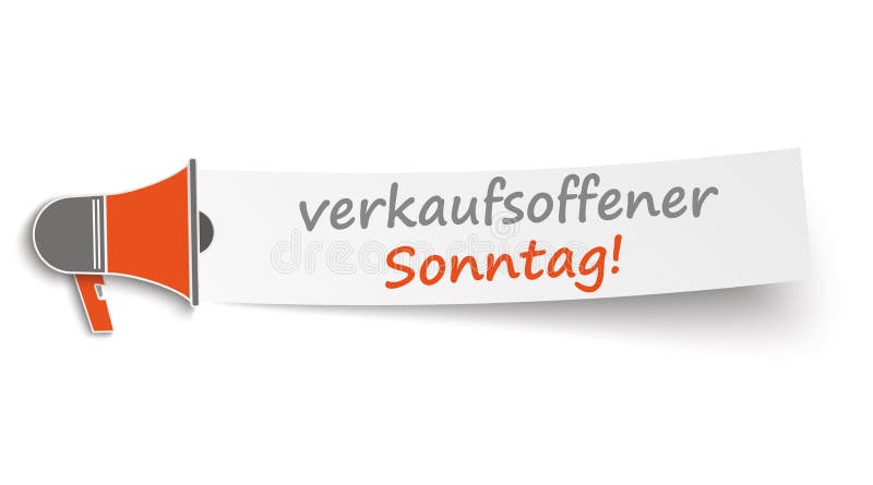 扩音机横幅Verkaufsoffener Sonntag 向量例证 扩音机横幅Verkaufsoffener Sonntag 向量例证