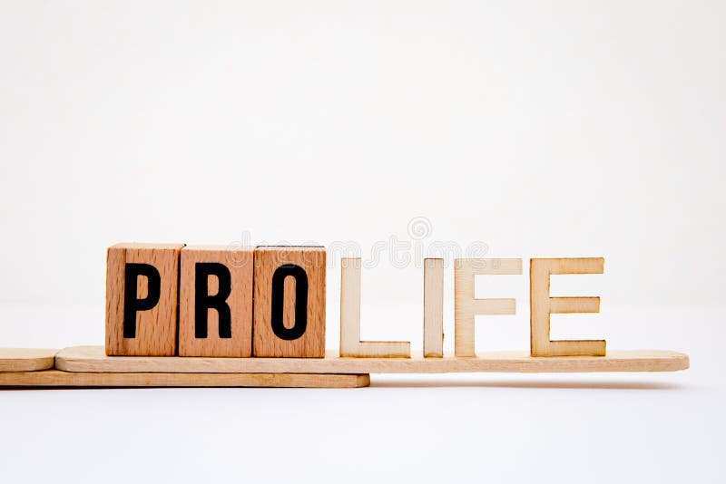 Pro Life in wooden letters on white background. Pro Life in wooden letters on white background