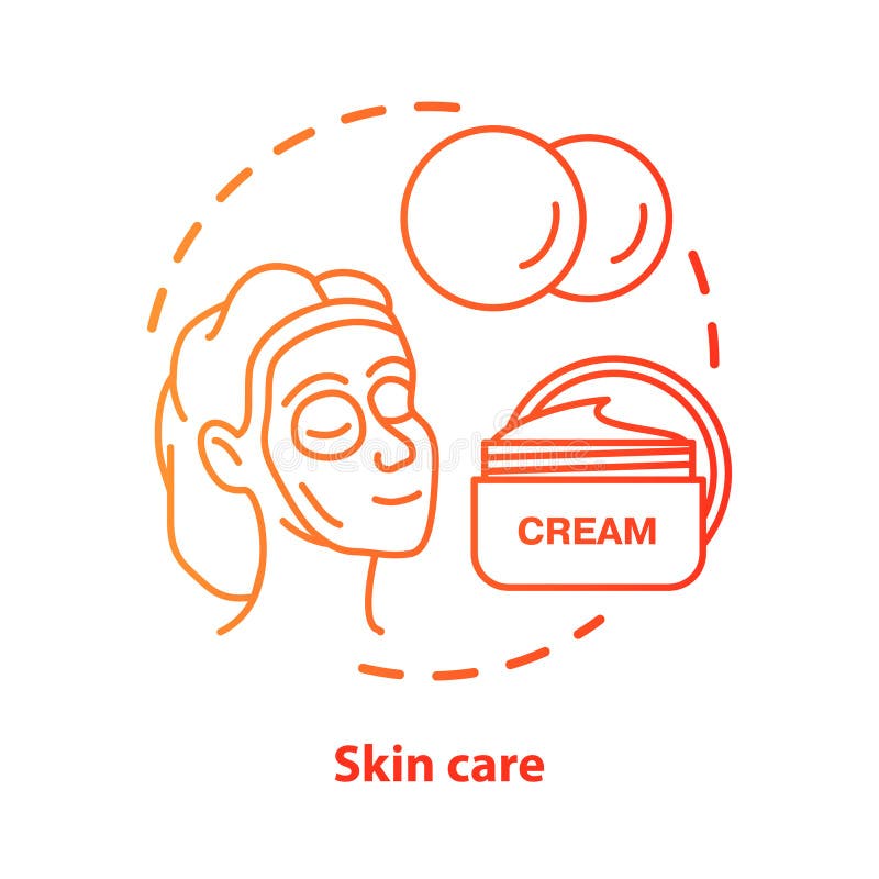 Skin care blue concept icon. Cosmetology salon, SPA procedures idea thin line illustration. Skincare products. Moisturising cream. Red gradient vector isolated outline drawing. Editable stroke. Skin care blue concept icon. Cosmetology salon, SPA procedures idea thin line illustration. Skincare products. Moisturising cream. Red gradient vector isolated outline drawing. Editable stroke