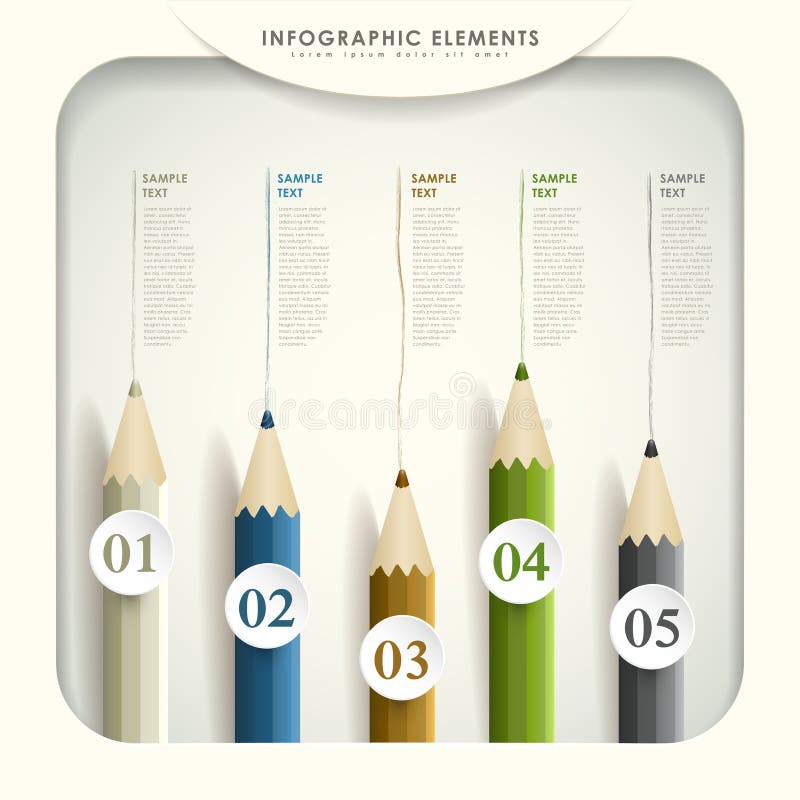 抽象3d色的铅笔infographics 皇族释放例证 抽象3d色的铅笔infographics 皇族释放例证