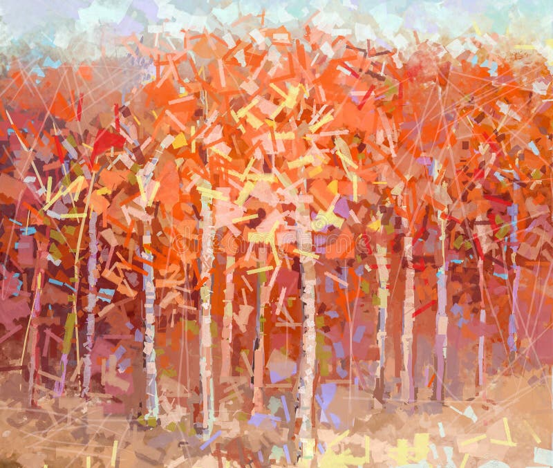 Abstract Oil painting landscape with Tree and yellow-orange leaf , colorful autumn forest. Abstract Oil painting landscape with Tree and yellow-orange leaf , colorful autumn forest.