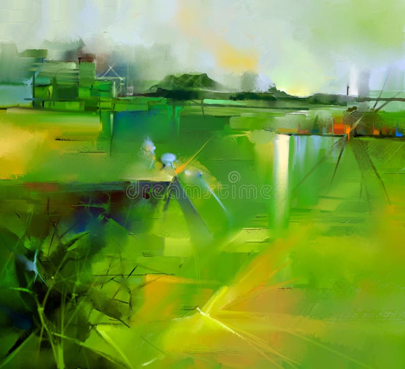 抽象油画风景背景. 库存例证. 插画包括有蓝色, 印象主义, 照亮, 抽象