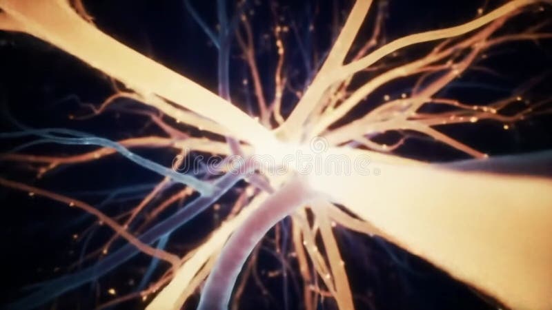 抽象动画显示了发光的神经网络连接随光的脉动. 库存例证