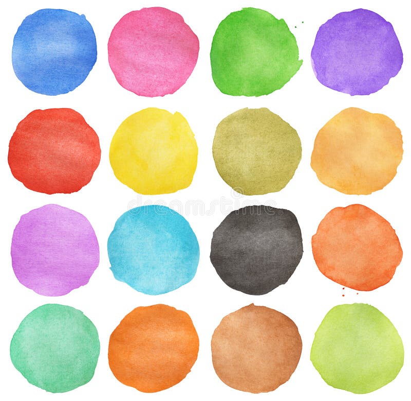 Abstract colorful watercolor hand painted circle isolated on white. Abstract colorful watercolor hand painted circle isolated on white