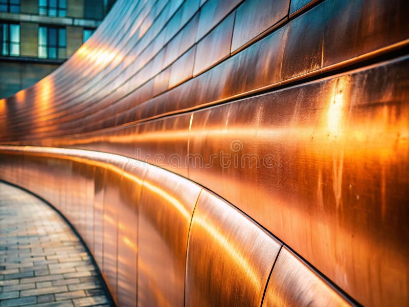 抽象城墙艺术铜弯金属纹理捕捉工业城市景观建筑 向量例证