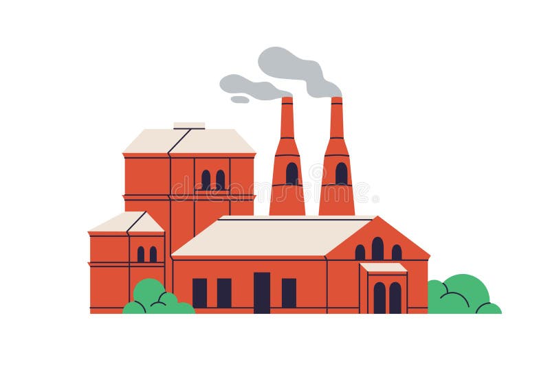 抽象工业建筑. 生产厂房结构. 轻工制造厂. 建筑 皇族释放例证