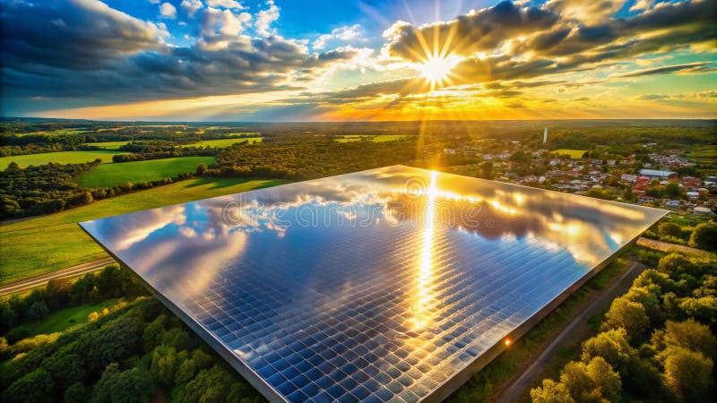 抽象工业金属板在反射上捕捉光反射和几何形状的航空透视 库存例证