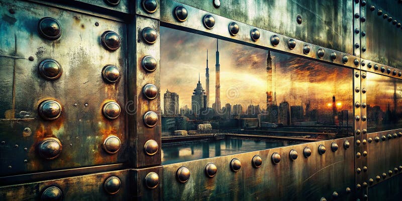 抽象工业钢质背景对金属强度与复杂性双重暴露的探索 向量例证