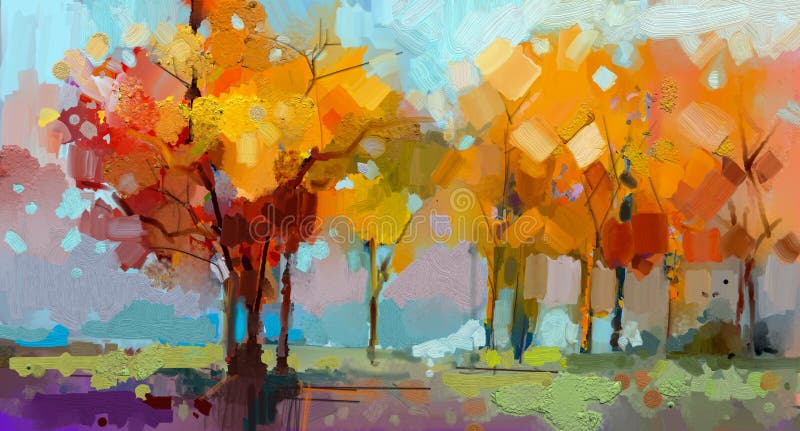 抽象彩色油画和帆布上的垃圾纹理。自然半抽象图像，风景画背景。现代