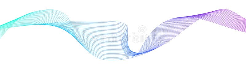 抽象彩色渐变波纹线. 用于技术音乐业务设计的动态流动扭曲混合线 库存例证