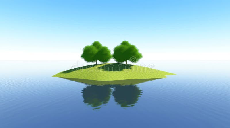 抽象插图极简主义景观独树清澈自然景观抽象图简主义景观独树 向量例证