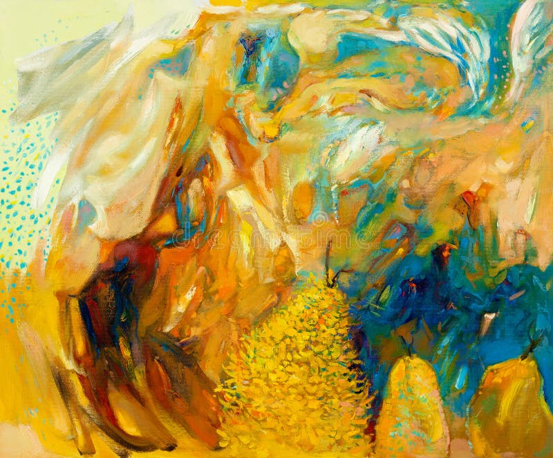 手绘油画，吉他，抽象色彩，彩色绘画库存例证- 插画: 191168166