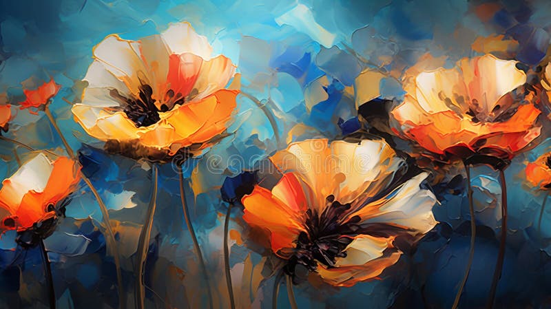 抽象油画花卉背景库存例证. 插画包括有问候, 画布, 绿色, 艺术性, 绽放