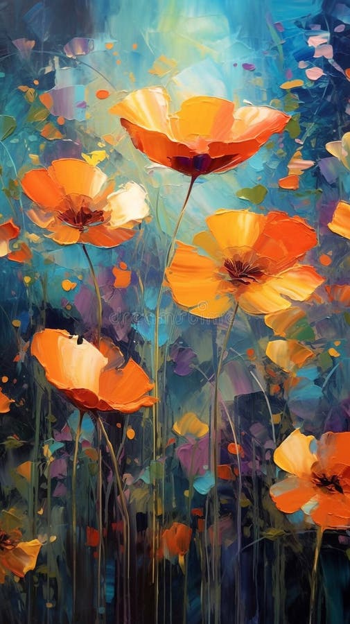 抽象油画花卉背景库存例证. 插画包括有问候, 画布, 绿色, 艺术性, 绽放