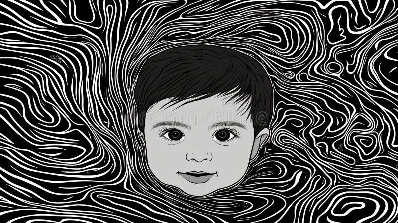 抽象漩涡中的婴儿 向量例证