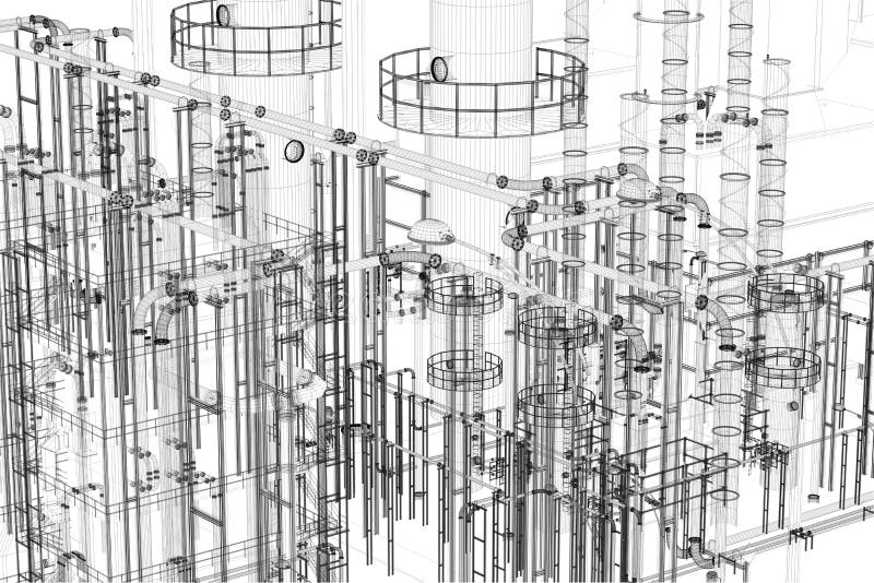 抽象的工业,科技背景。工程,工厂 皇族释放例证