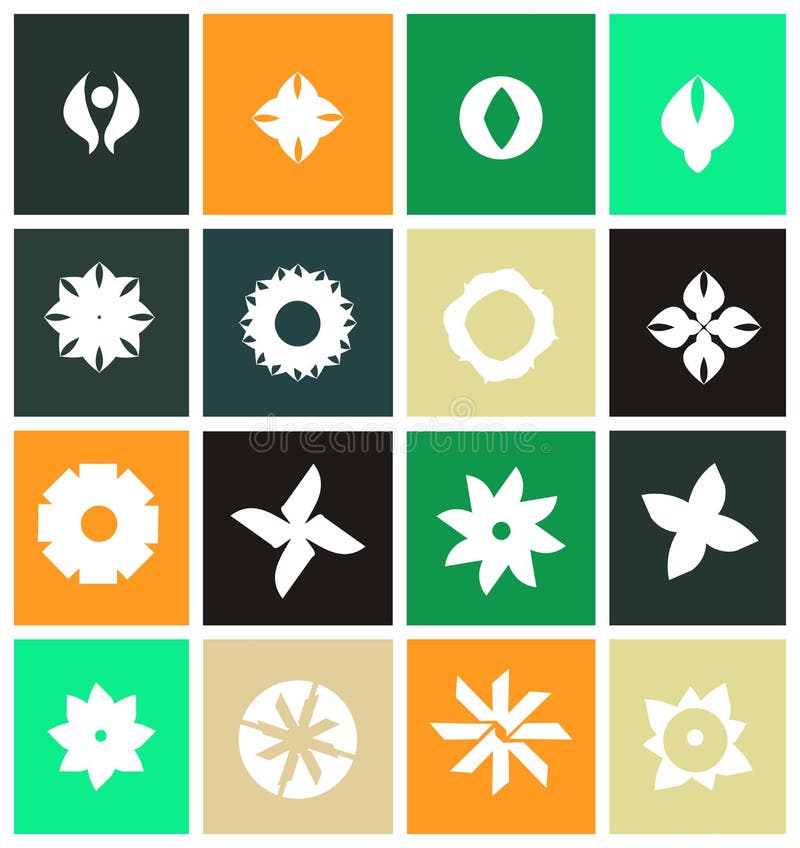 抽象花象商标集合舱内甲板 库存例证