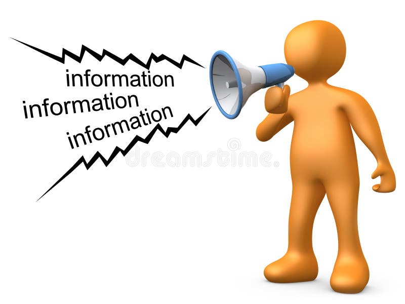 3d person holding a megaphone, giving information . 3d person holding a megaphone, giving information .