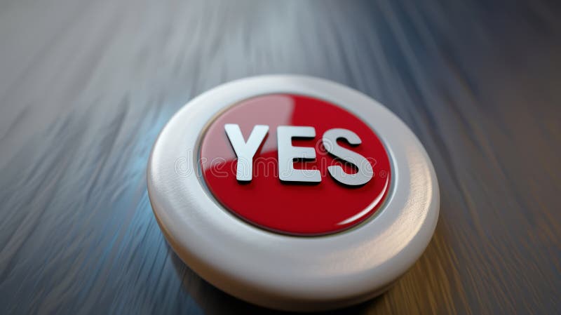 This high-resolution image presents a top view of a three-dimensional button featuring the word &#x22;YES,&#x22; exuding positivity and agreement in digital design. This high-resolution image presents a top view of a three-dimensional button featuring the word &#x22;YES,&#x22; exuding positivity and agreement in digital design