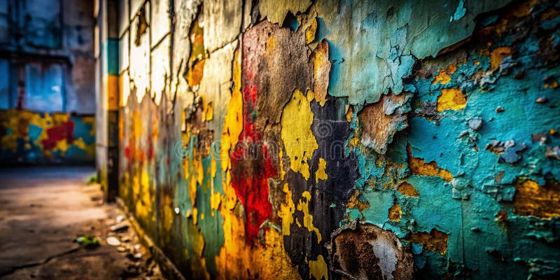 揭示城市衰败的沙砾之美，探索风化墙腐朽混凝土和抽象工业质地 向量例证