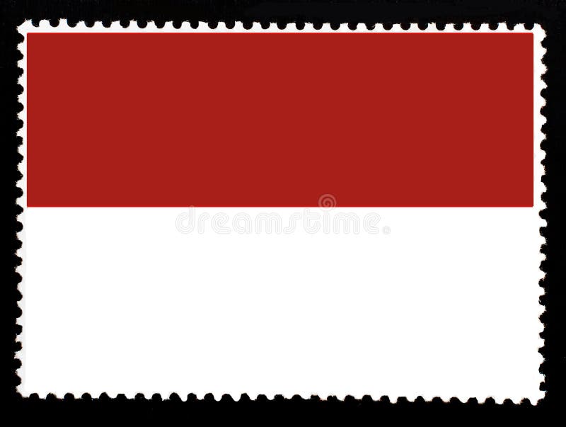 摩纳哥例证国旗  摩纳哥的旗子的正式颜色和比例 在黑backg隔绝的老邮票