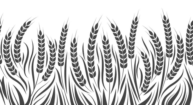 Harvest horizontal pattern vector illustration. Wheat, rye or barley field isolated on white background. Harvest horizontal pattern vector illustration. Wheat, rye or barley field isolated on white background