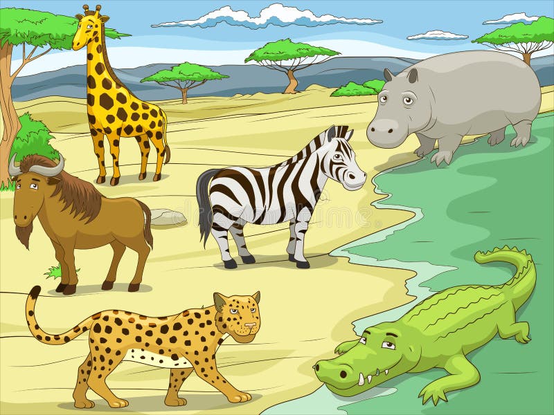 Educational game for children African savannah animals vector illustration. Educational game for children African savannah animals vector illustration