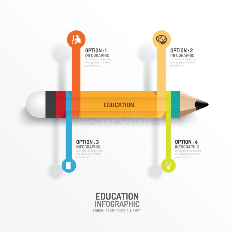 教育铅笔Infographics创造性的模板 向量 皇族释放例证
