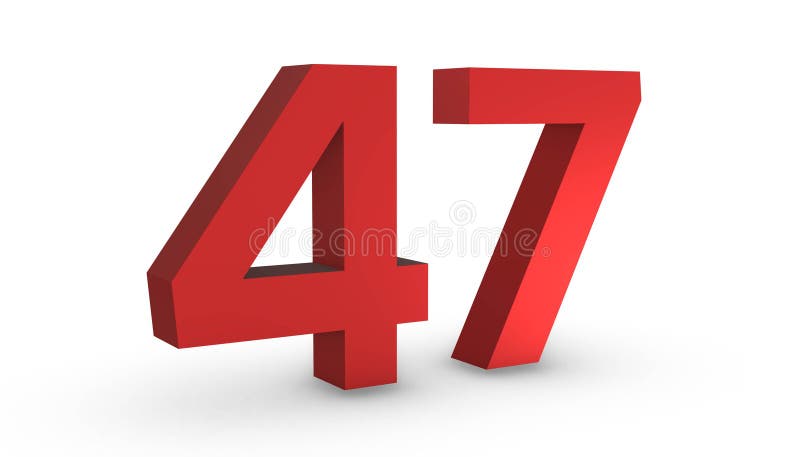 数字47 47白背景上突显的红色符号3D渲染库存例证. 插画包括有艺术, å