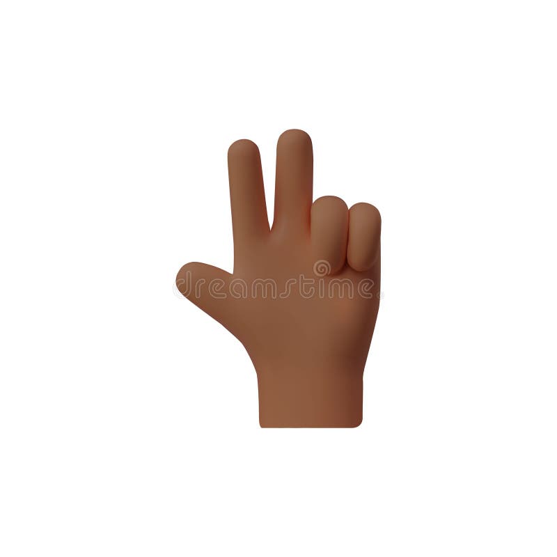 3D vector illustration of a hand displaying the number three with fingers, perfect for numeric representations. 3D vector illustration of a hand displaying the number three with fingers, perfect for numeric representations.