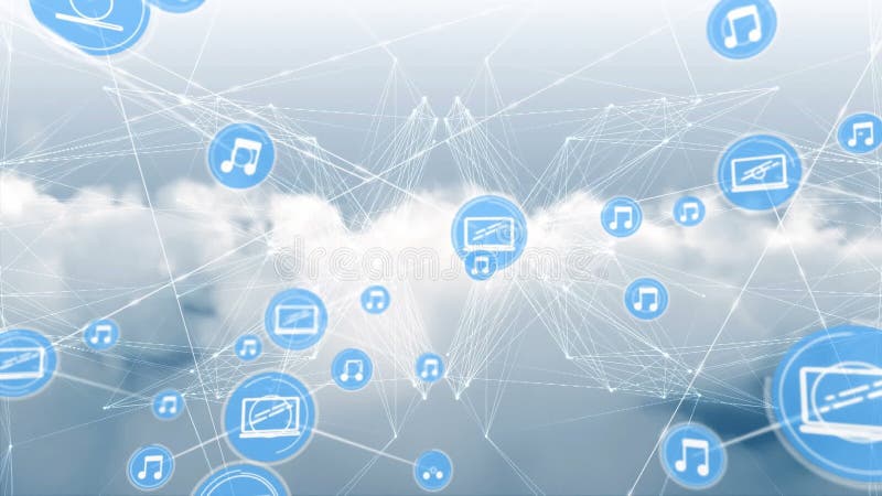 数字动画显示了在阴云中移动的镜像图案 皇族释放例证